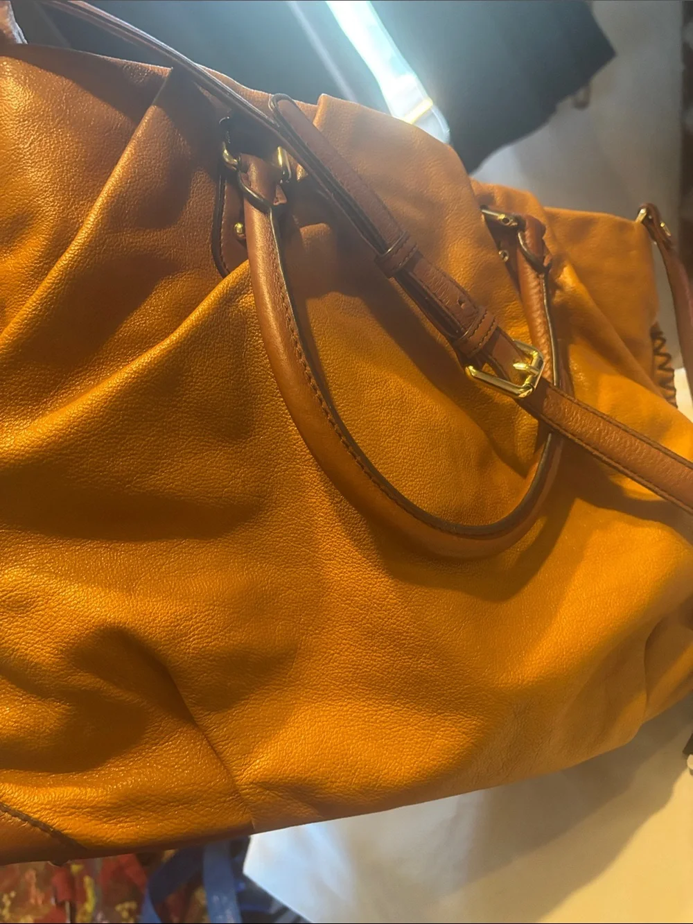 MCM Brown Leather Tote with Detachable Strap